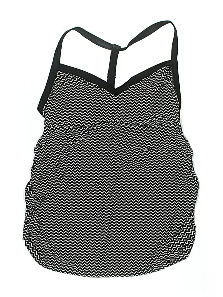 Pre-owned Isabel Maternity Swimsuit Top Black Chevron/herringbone Pattern Swimwear