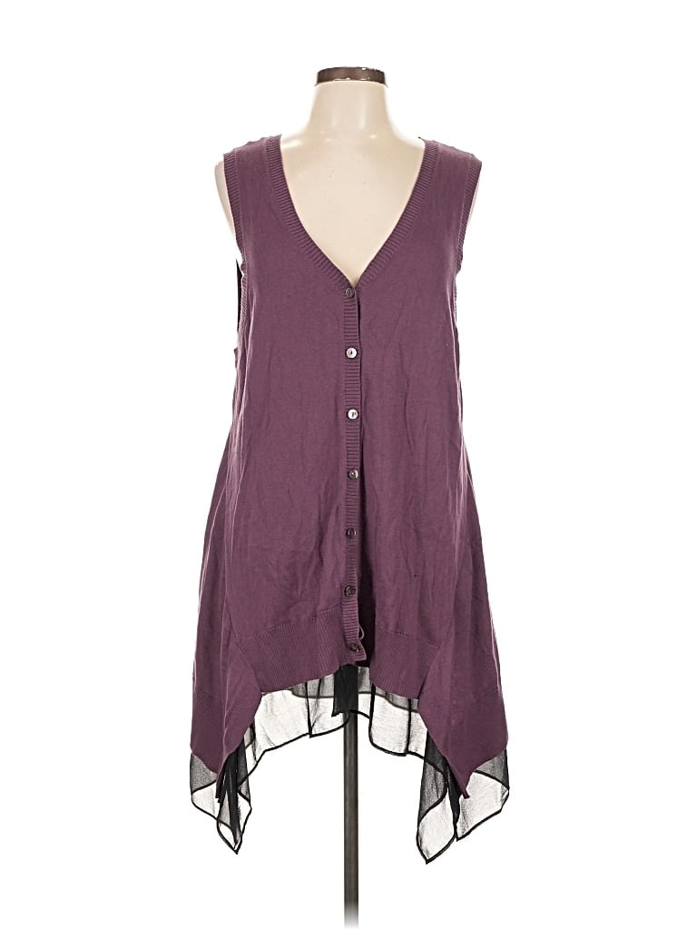 Pre-owned Logo By Lori Goldstein Cardigan Sweater In Purple