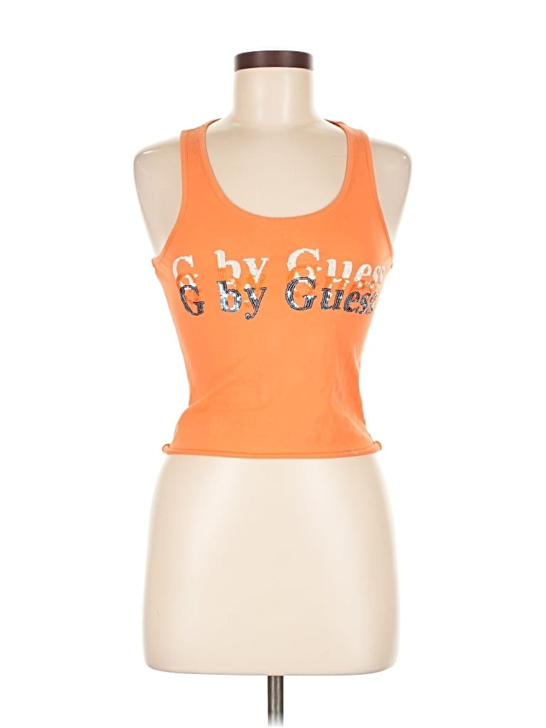 Click to view more detailed imagery on our partner's website Pre-owned G By Guess Sleeveless Top Orange Halter Neckline Tops