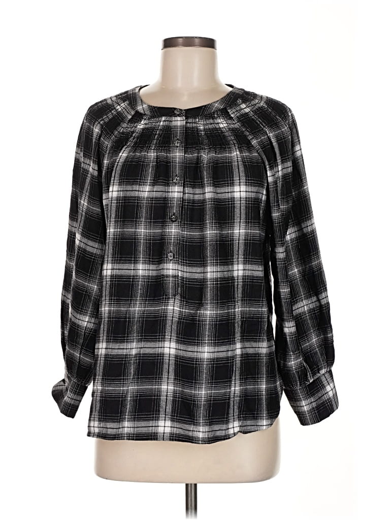 Pre-owned Ann Taylor Loft Long Sleeve Blouse In Black