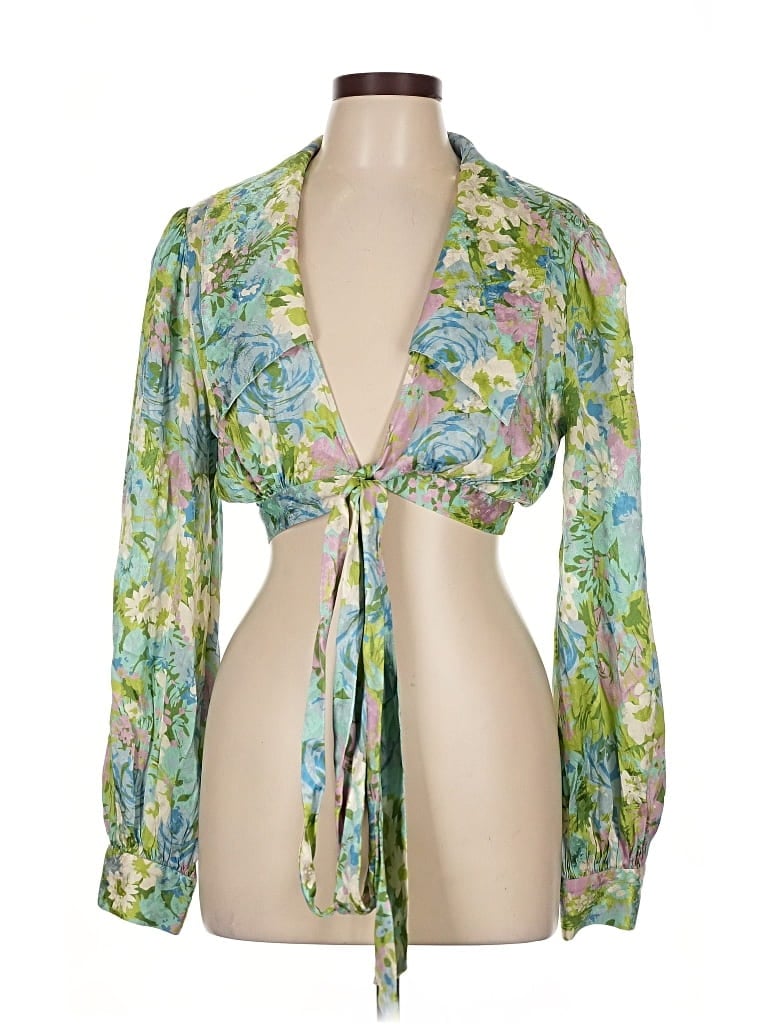 Pre-owned Ronny Kobo 3/4 Sleeve Blouse In Green