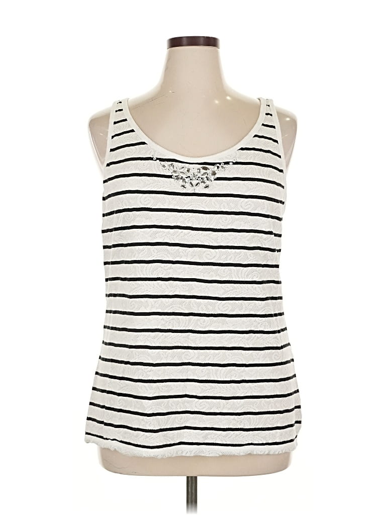 LANE BRYANT Pre-owned Tank Top Ivory Halter Neckline Tops In White