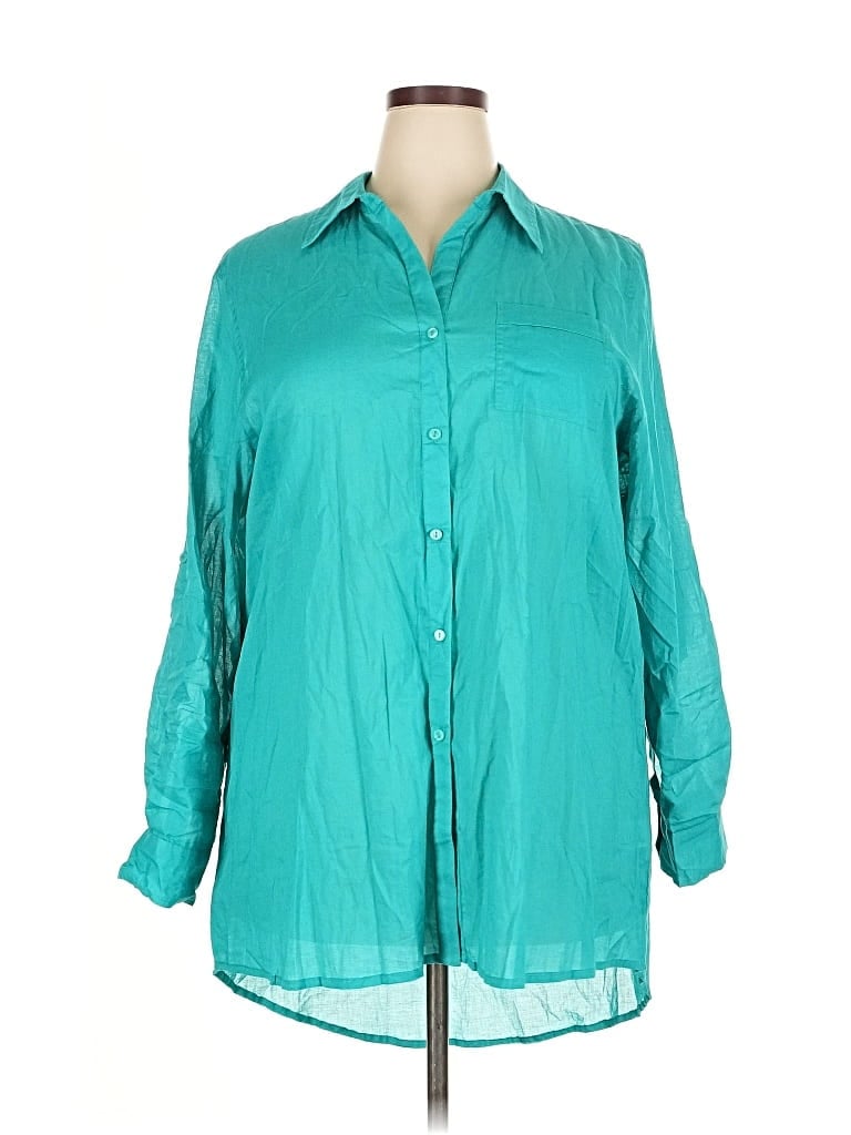 TRUE DESTINATIONS Pre-owned Long Sleeve Blouse In Blue