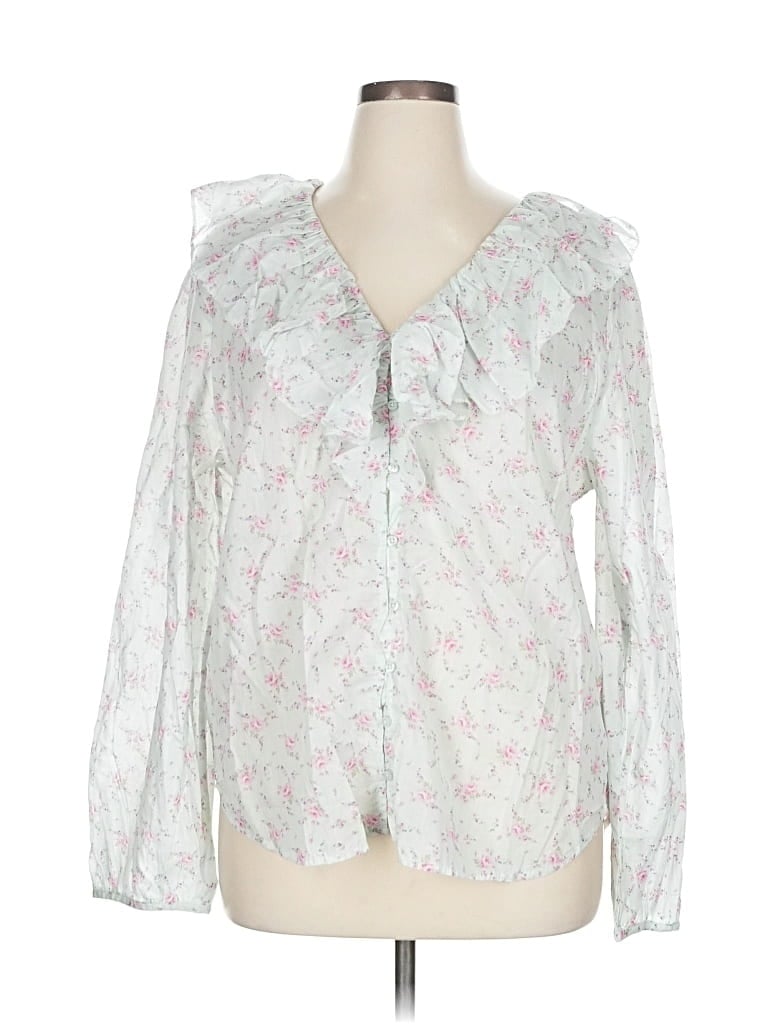 GAP Pre-owned Long Sleeve Blouse In White