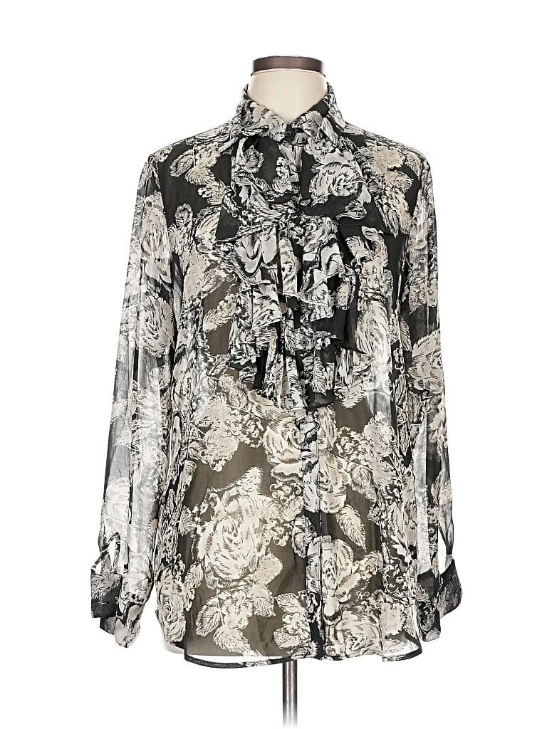 CABI Pre-owned Long Sleeve Blouse In Silver