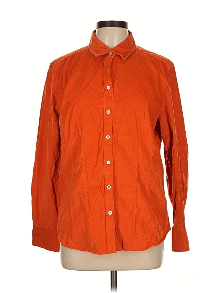 Pre-owned Eddie Bauer Long Sleeve Button Down Shirt In Orange