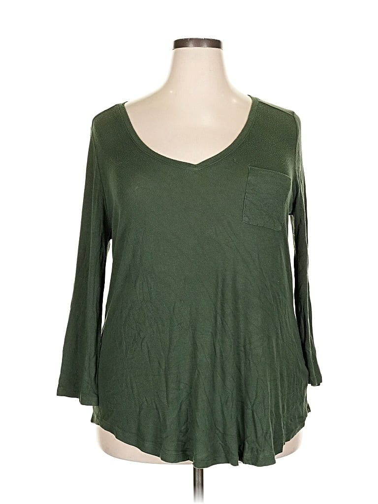 Pre-owned Merona 3/4 Sleeve T-shirt In Green