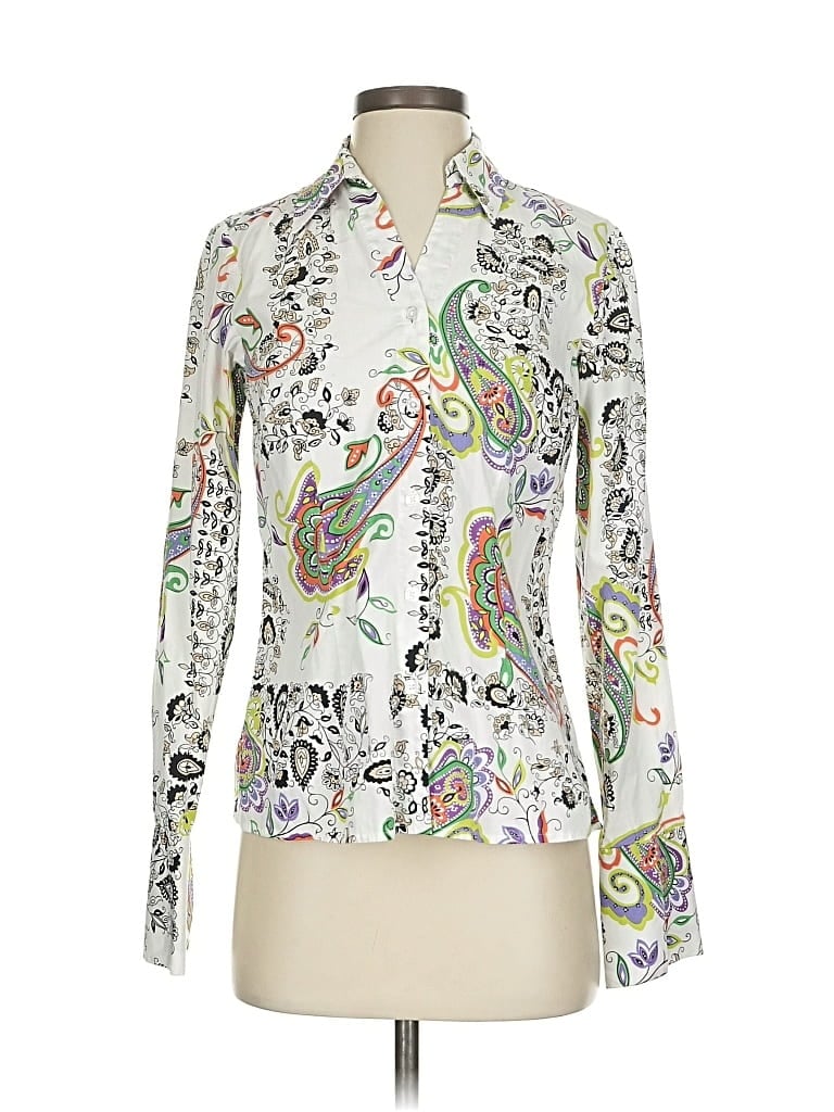 Pre-owned Coldwater Creek Long Sleeve Blouse In White