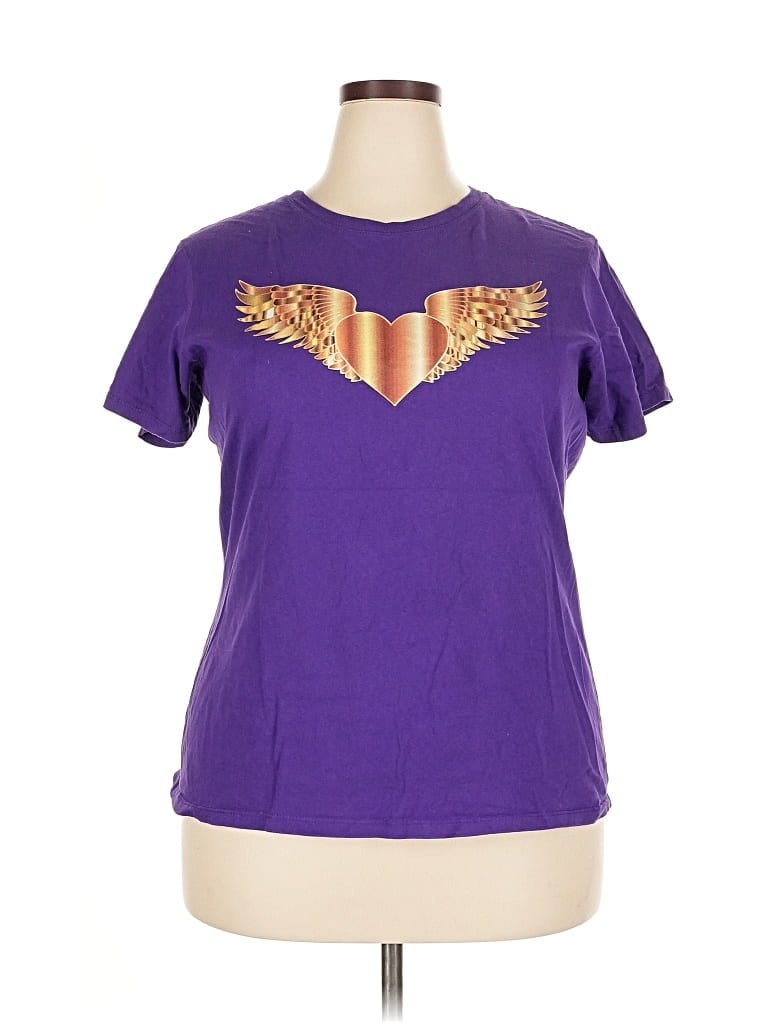 Pre-owned Port & Company Short Sleeve T-shirt In Purple