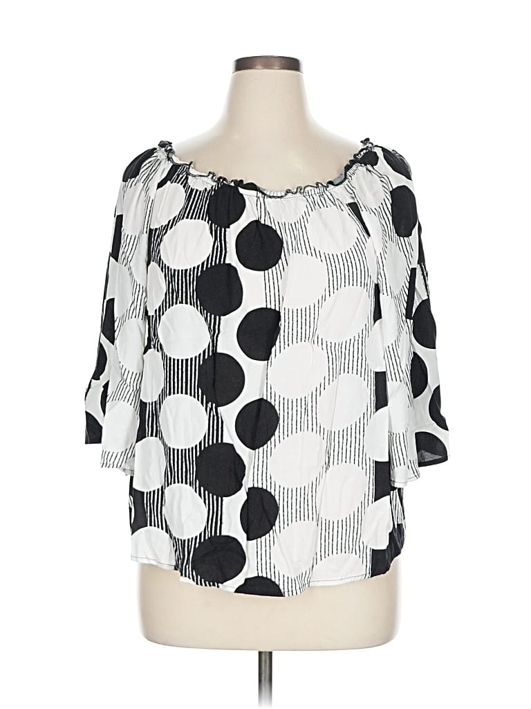 Pre-owned Cato 3/4 Sleeve Blouse In White