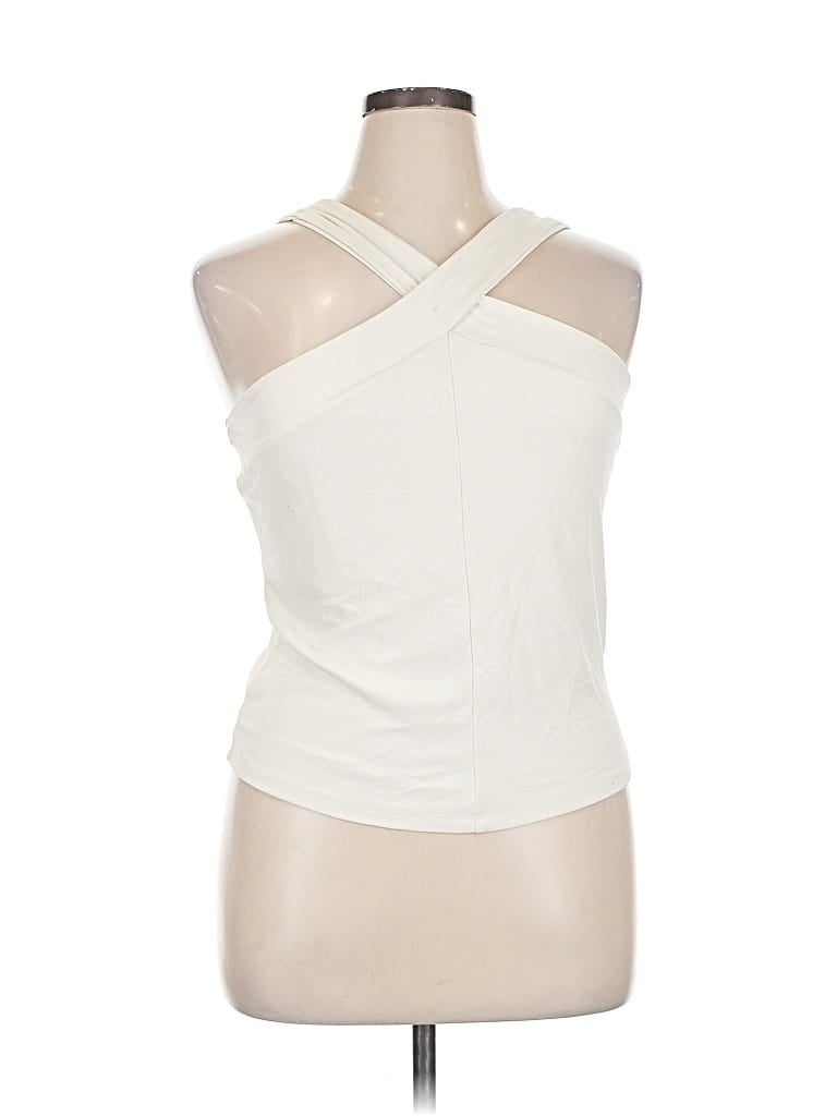 CALIA Pre-owned Tank Top Ivory Halter Neckline Tops In White