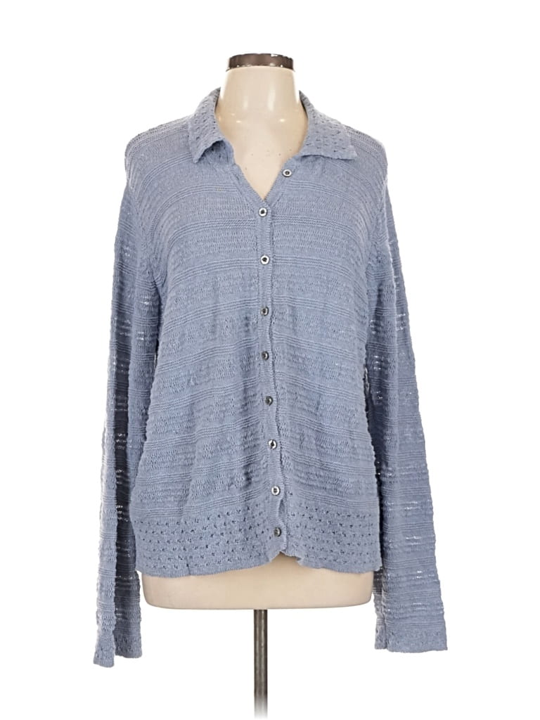 Pre-owned Coldwater Creek Long Sleeve Button Down Shirt In Blue