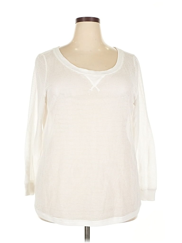 LANE BRYANT Pre-owned Long Sleeve Top White Scoop Neck Tops