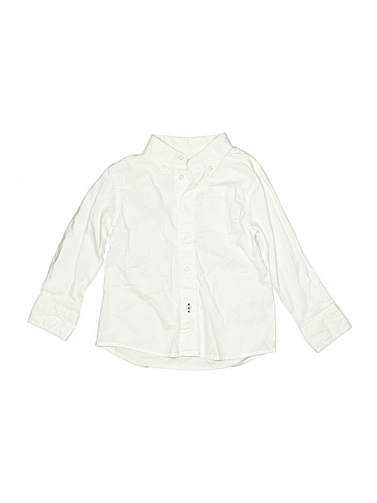 Pre-owned Crewcuts Kids' Long Sleeve Button Down Shirt In White