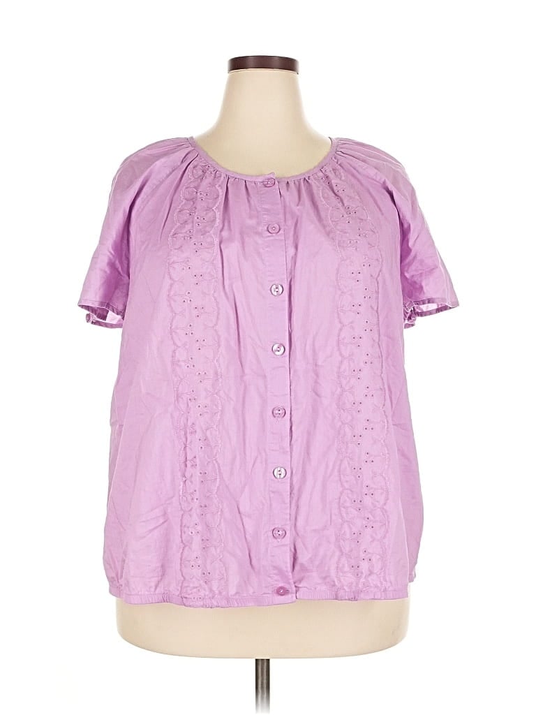 Pre-owned Cj Banks Short Sleeve Blouse In Purple