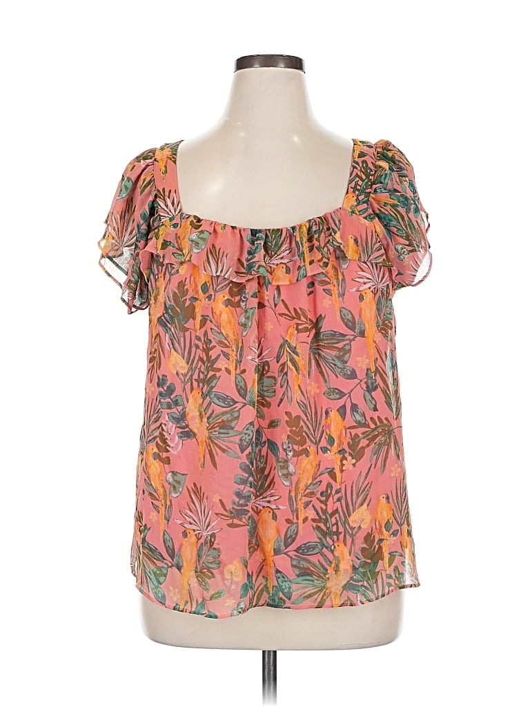 Pre-owned Lc Lauren Conrad Short Sleeve Blouse In Pink