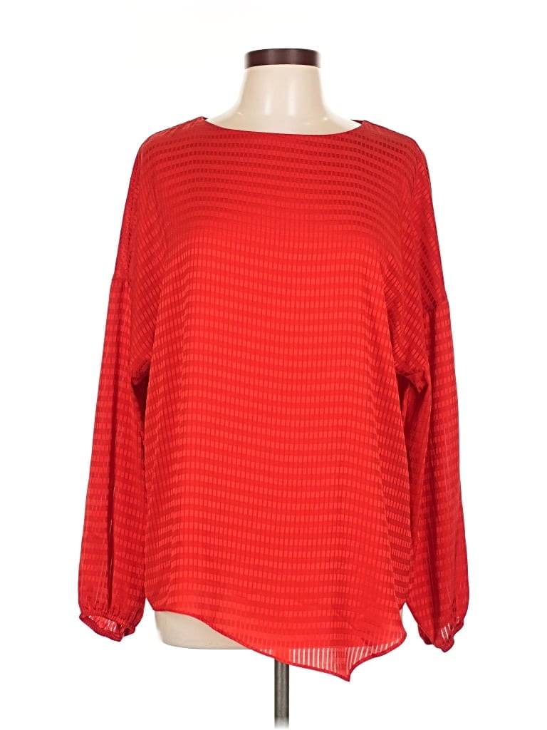 Pre-owned Agb Long Sleeve Blouse In Red