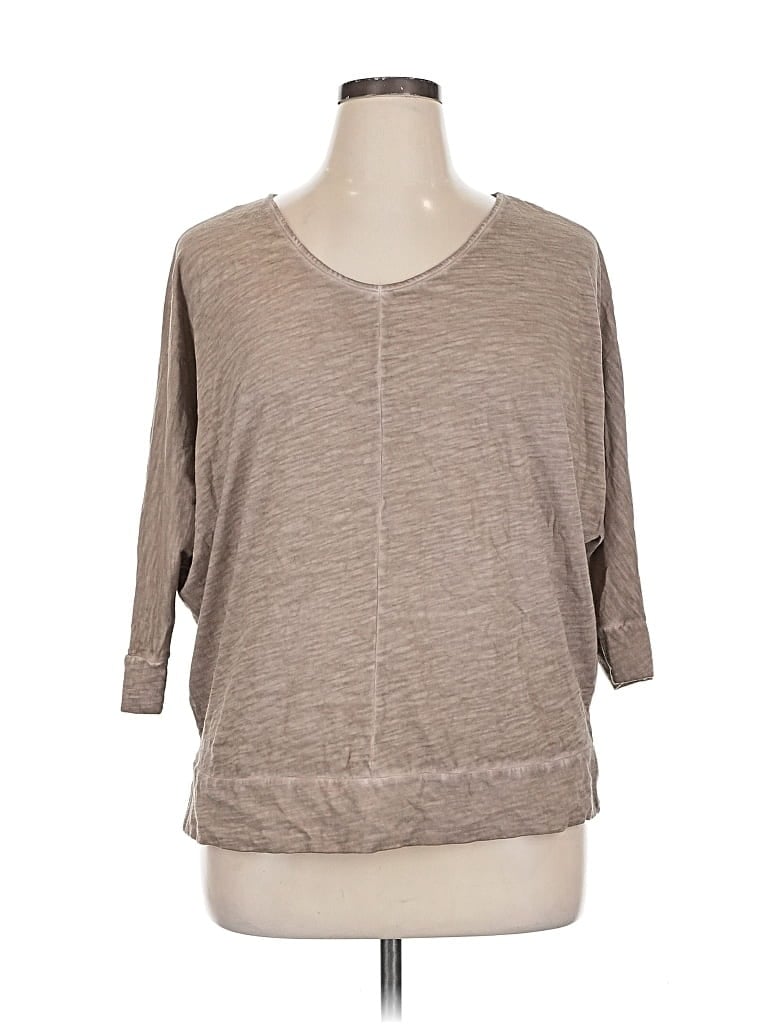 LANE BRYANT Pre-owned 3/4 Sleeve Top Gray V Neck Tops