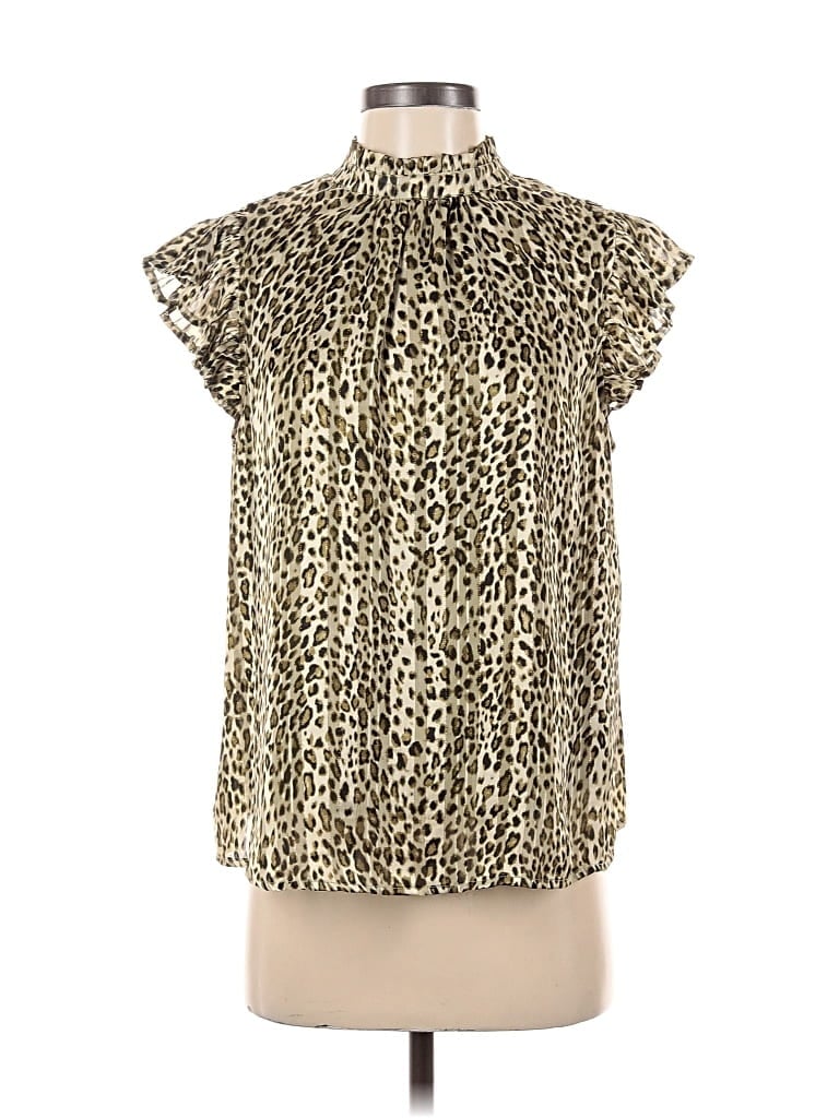 Pre-owned Voy Short Sleeve Blouse In Gold