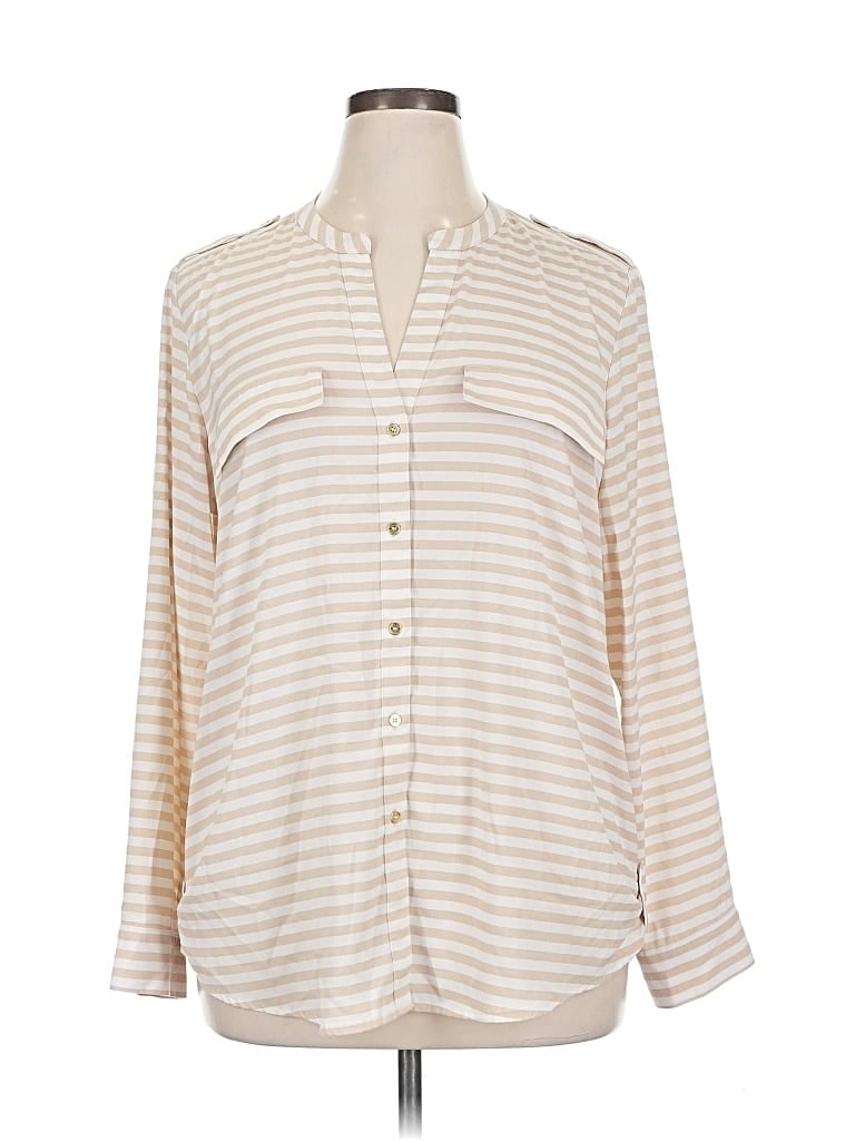 Pre-owned Calvin Klein Long Sleeve Blouse In White