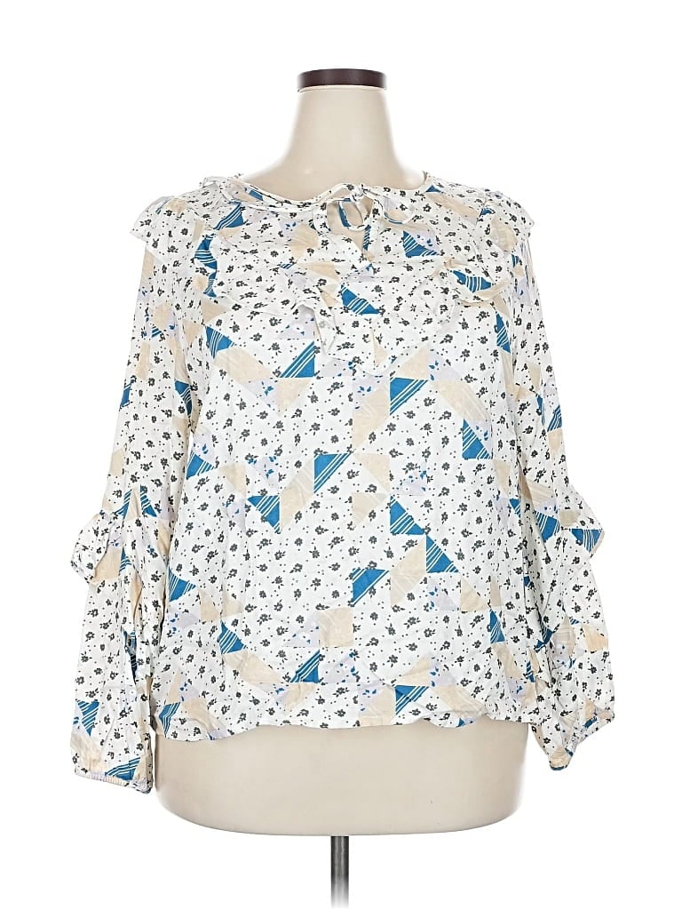 Pre-owned Sonoma Goods For Life 3/4 Sleeve Blouse In Blue