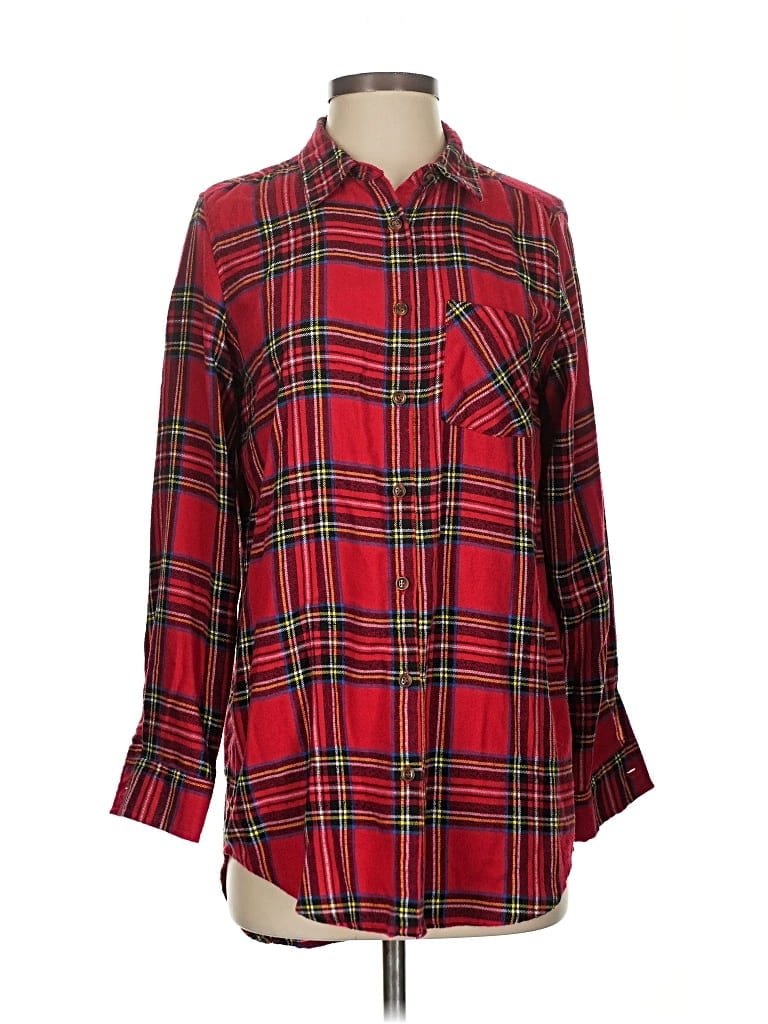 Pre-owned Hippie Rose Long Sleeve Button Down Shirt In Red