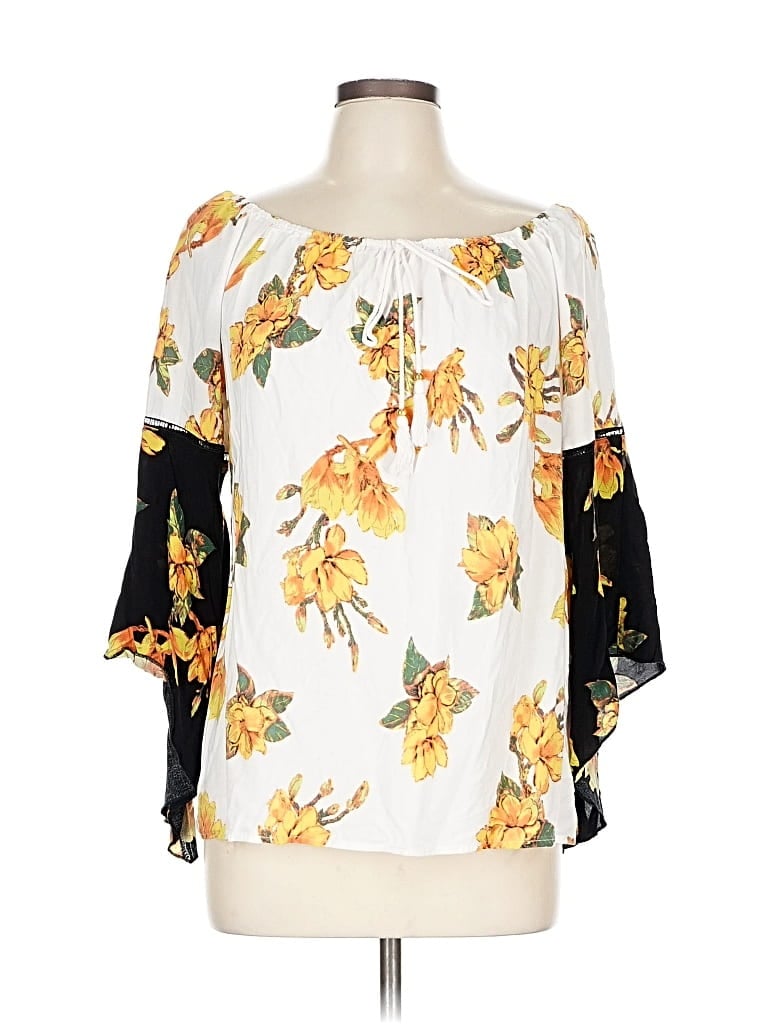 Pre-owned Cato 3/4 Sleeve Blouse In Yellow