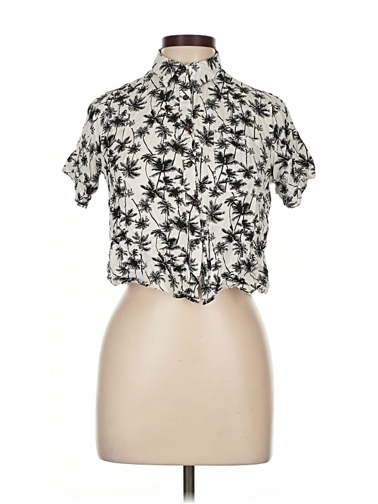 Pre-owned Love Notes Short Sleeve Blouse In White