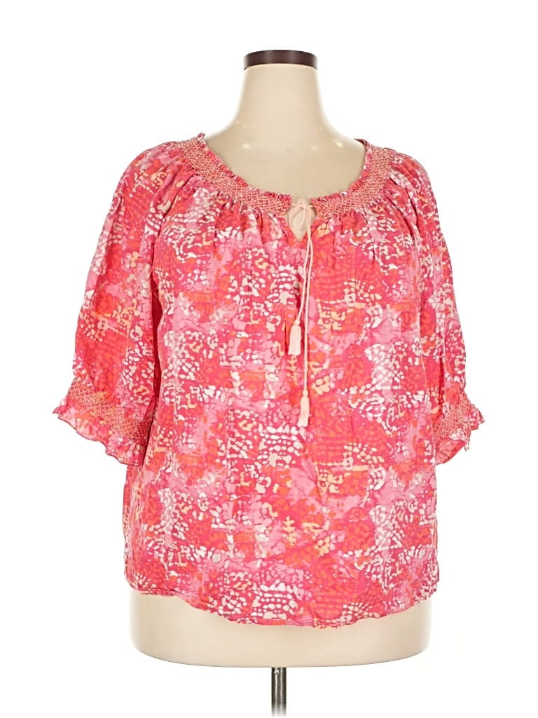Pre-owned Relativity 3/4 Sleeve Blouse In Pink