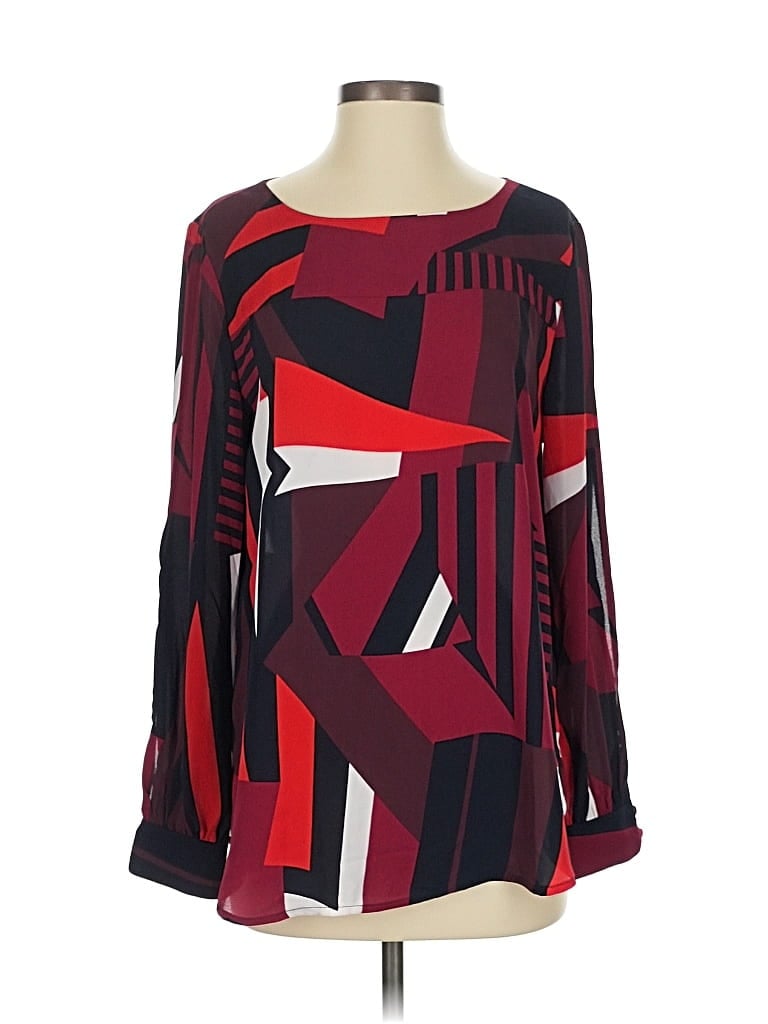 Pre-owned Ann Taylor Loft Long Sleeve Blouse In Red