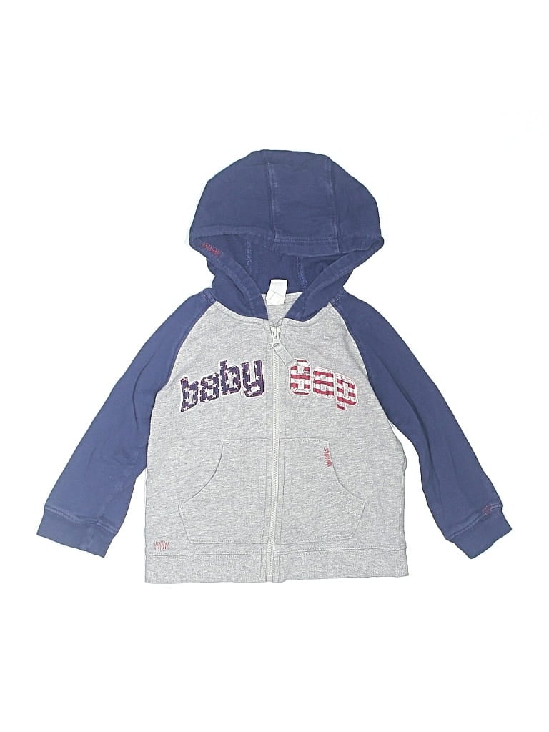 Pre-owned Baby Gap Kids' Zip Up Hoodie In Gray