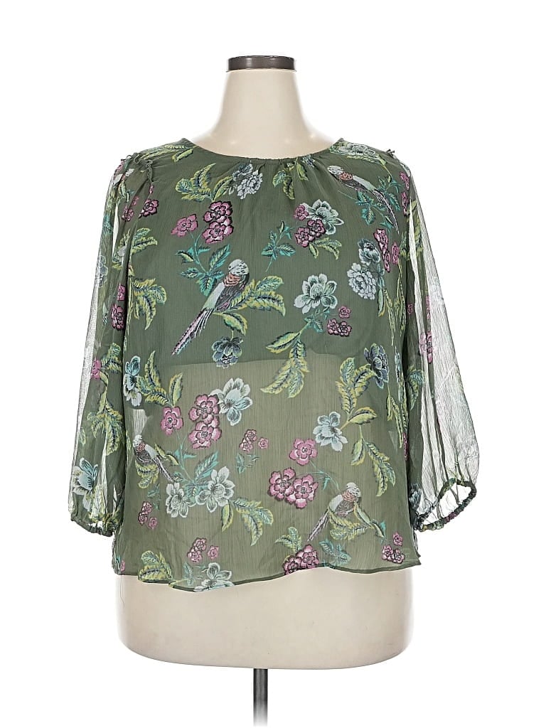 Pre-owned Lc Lauren Conrad 3/4 Sleeve Blouse In Green