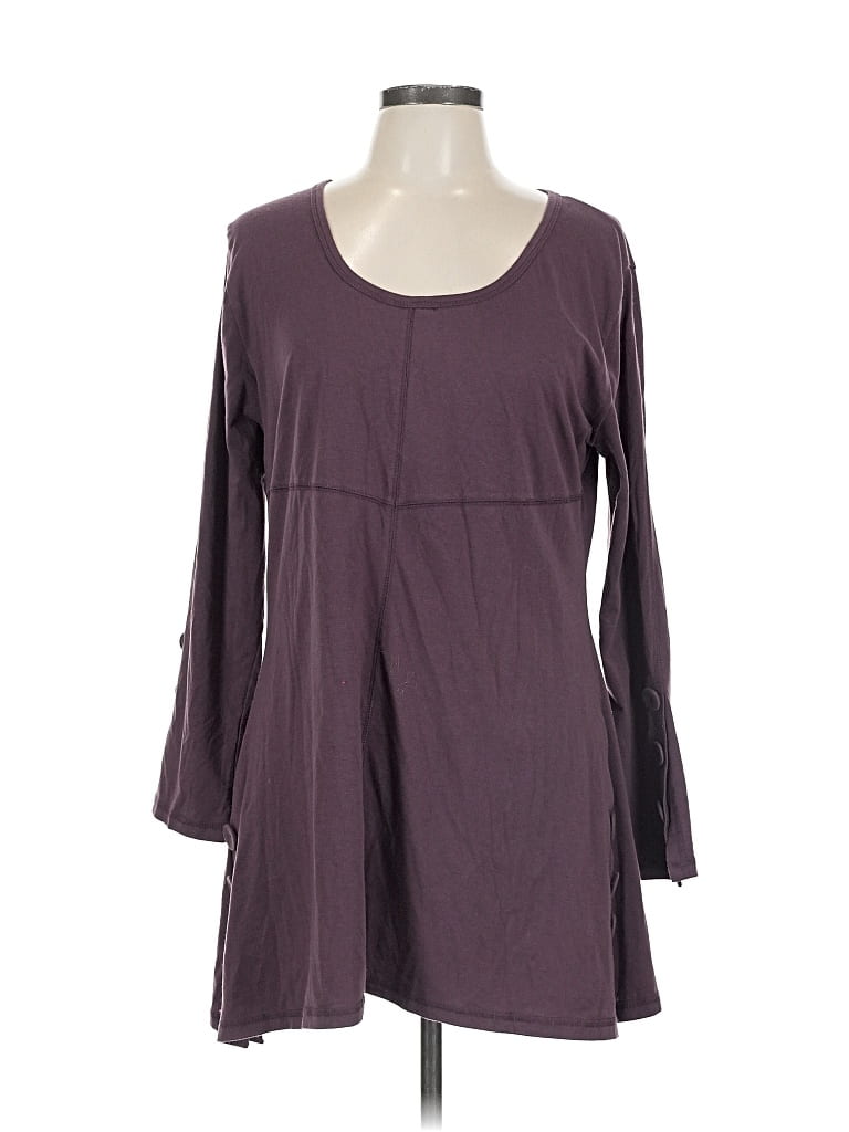 Pre-owned Noelle 3/4 Sleeve Top Purple Square Neckline Tops