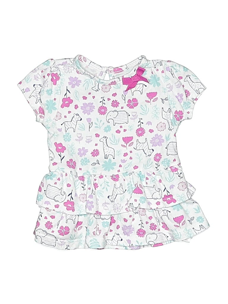 Pre-owned Child Of Mine By Carter's Babies' Short Sleeve Top White Ruffles Neckline Tops