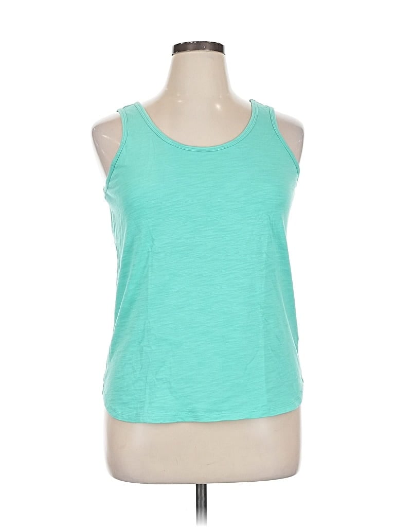 Pre-owned Belle By Kim Gravel Tank Top Teal Halter Neckline Tops In Blue