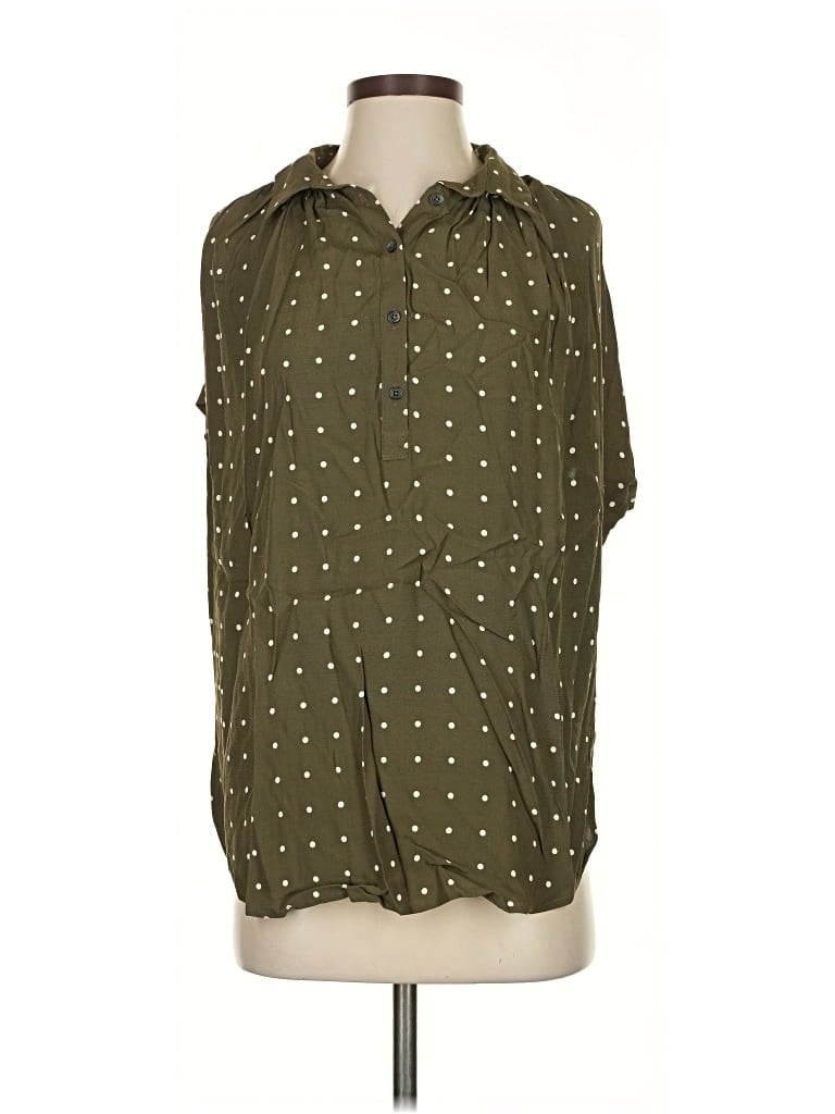 Pre-owned Madewell Short Sleeve Blouse In Green