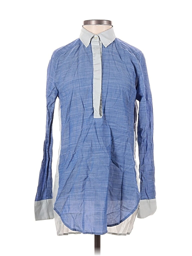 Pre-owned Ann Taylor Long Sleeve Button Down Shirt In Blue