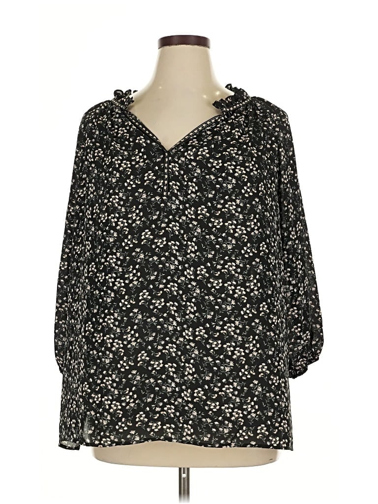 Pre-owned Max Studio 3/4 Sleeve Blouse In Black
