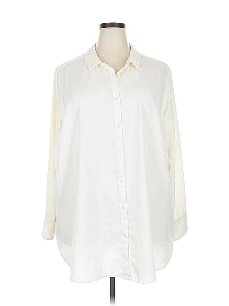 Pre-owned Woman Within 3/4 Sleeve Blouse In White