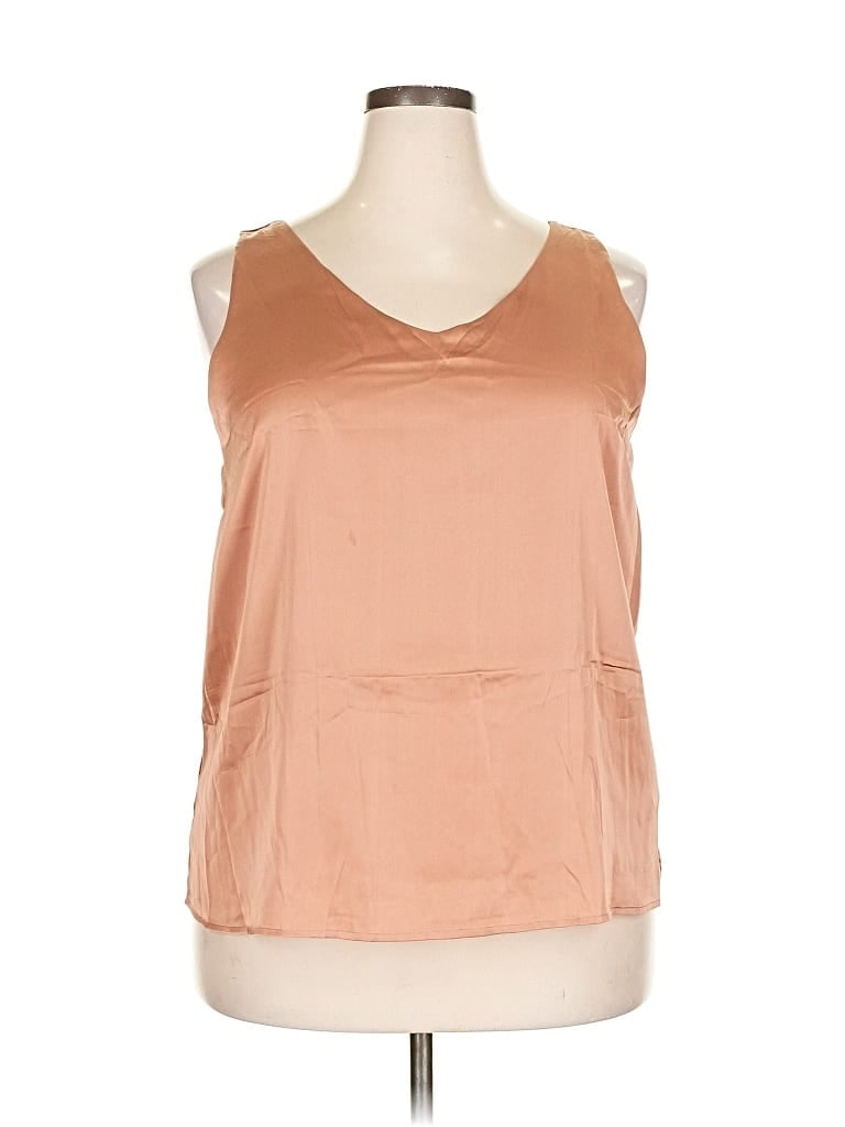 Ekouaer Sleeveless Top Tan Scoop Neck Tops In Brown