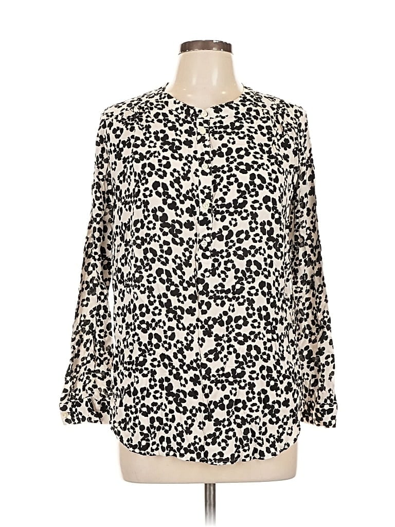 Pre-owned Ann Taylor Loft Long Sleeve Blouse In White