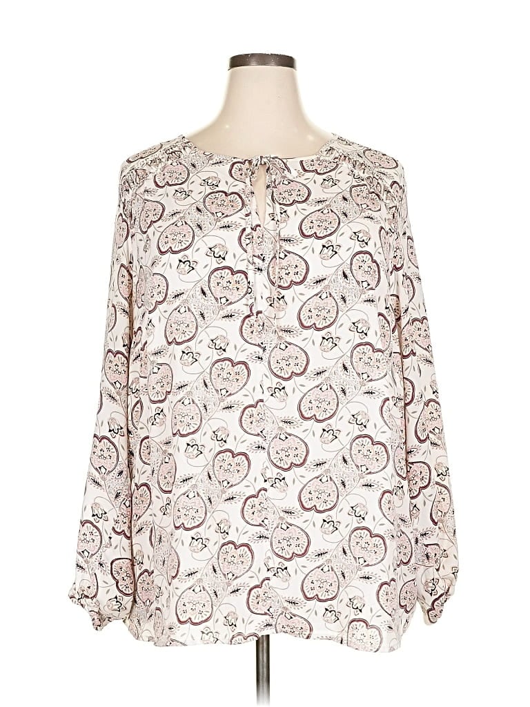 Pre-owned Ann Taylor Loft Long Sleeve Blouse In White