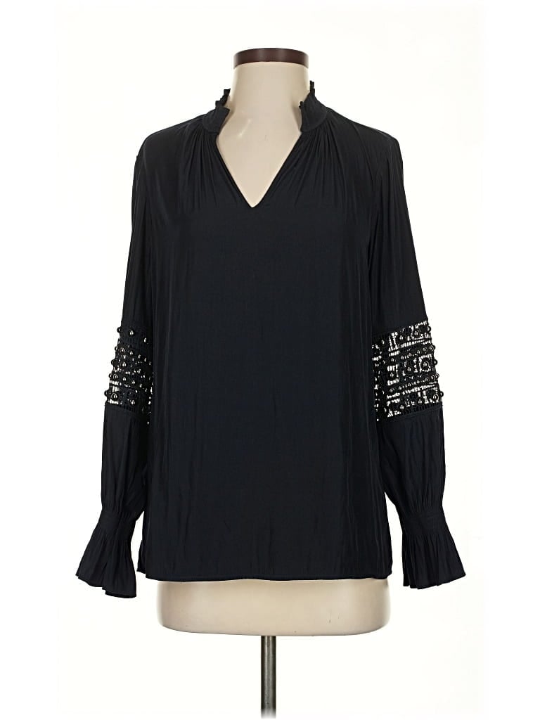 Pre-owned Chico's Long Sleeve Blouse In Black