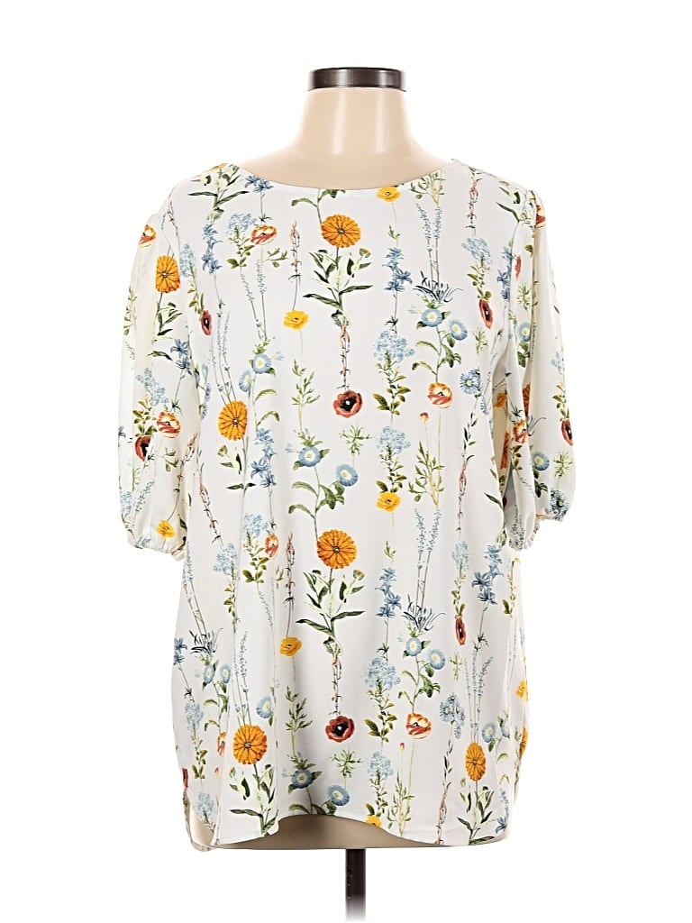 Pre-owned Remade 3/4 Sleeve Blouse In White