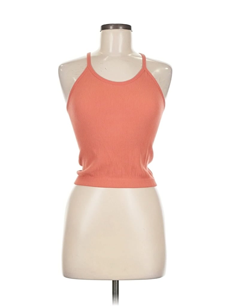 Pre-owned Ododos Tank Top Orange Halter Neckline Tops
