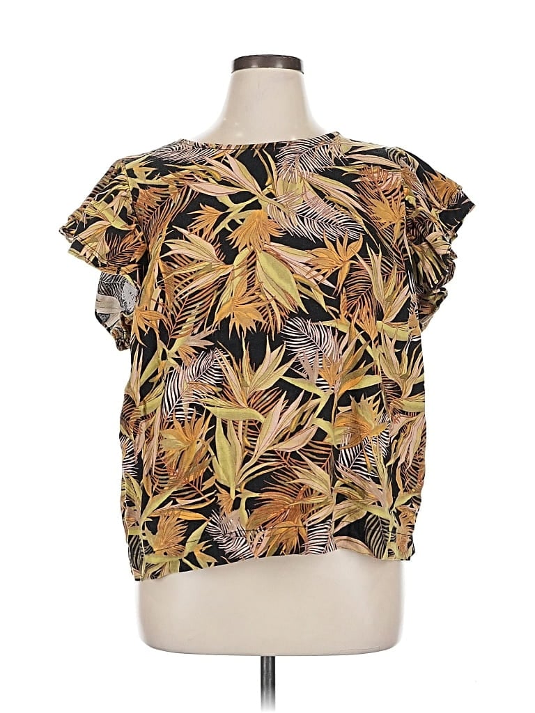 Pre-owned Rafaella Short Sleeve Blouse In Gold