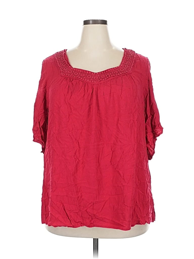 Pre-owned Catherines Short Sleeve Blouse In Red
