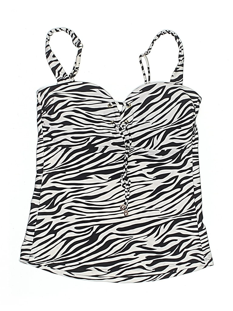 Relleciga Swimsuit Top Ivory Animal Print Pattern Swimwear In Black