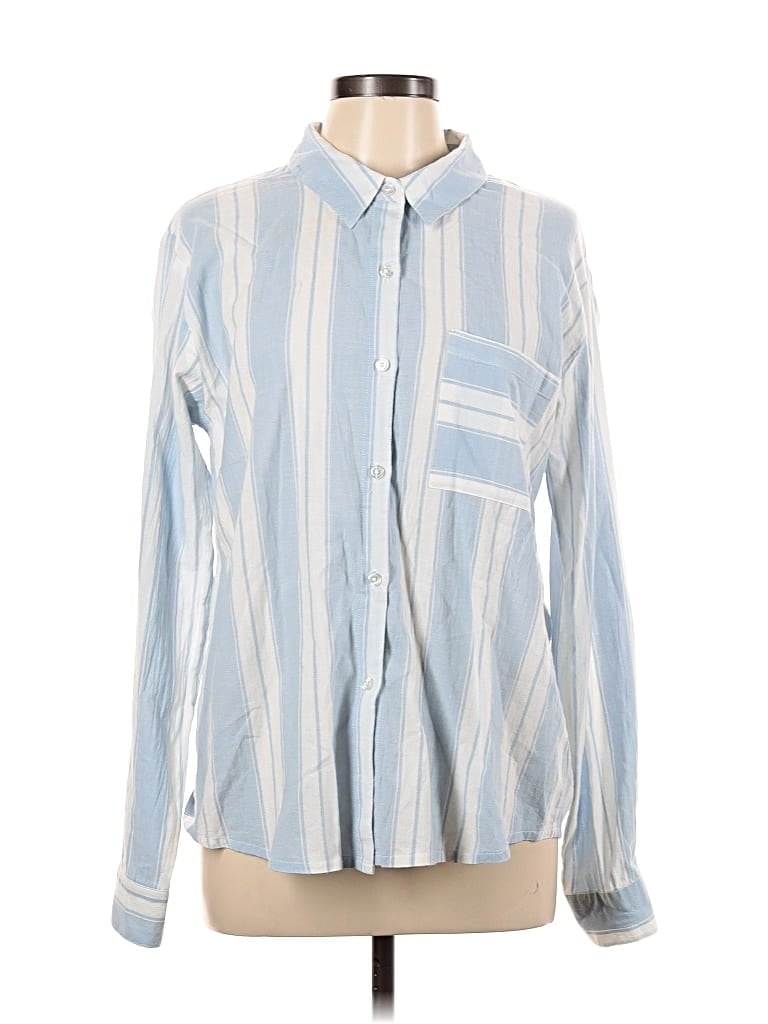 Pre-owned Socialite Long Sleeve Button Down Shirt In Blue