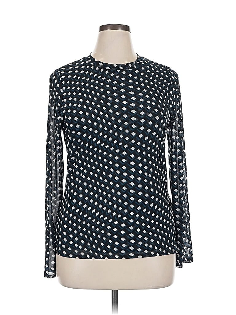 Pre-owned Inc International Concepts Long Sleeve Blouse In Black
